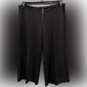 Black Pleated Calf Length Slacks